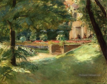  impressionnisme - terrasse donnant sur le jardin fleuri à Wannsee 1918 Max Liebermann impressionnisme allemand